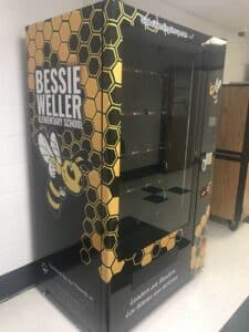 Book vending machine at Bessie Weller Elementary School